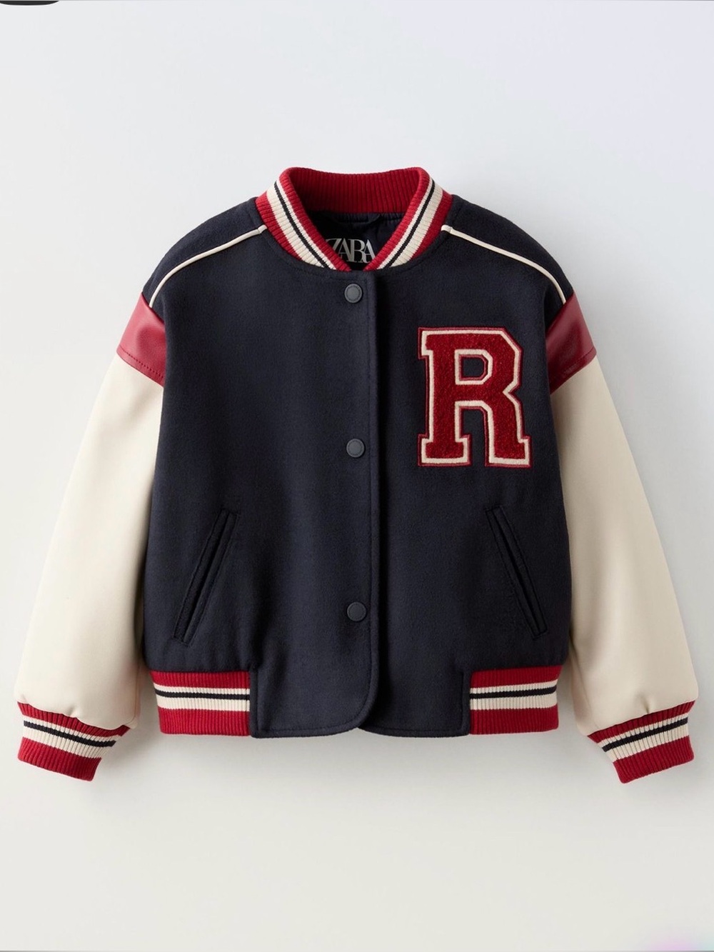 Zara Kids Navy, Cream & Red Letterman Jacket